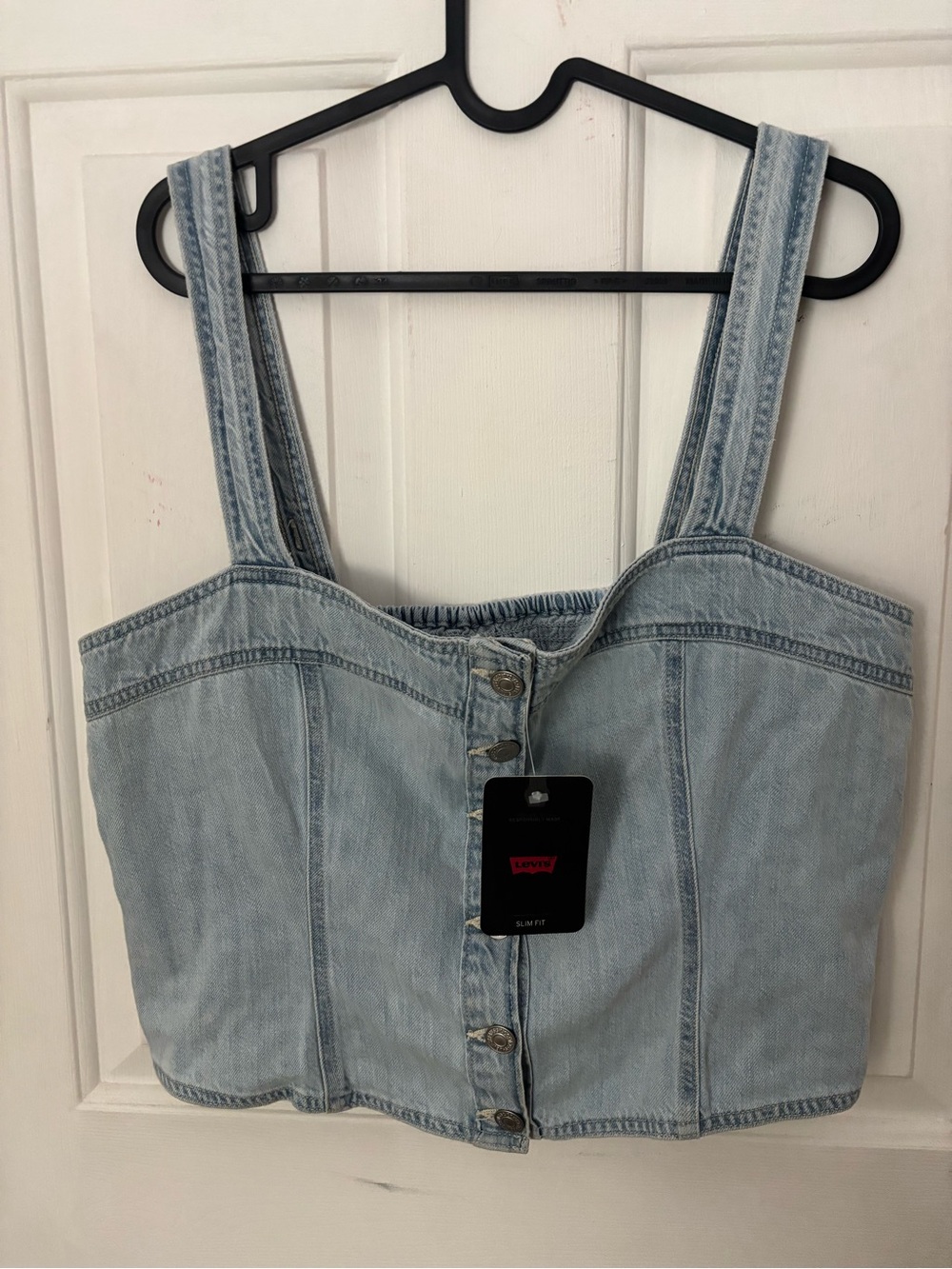 Levi's Light Blue Denim Cropped Button Tank